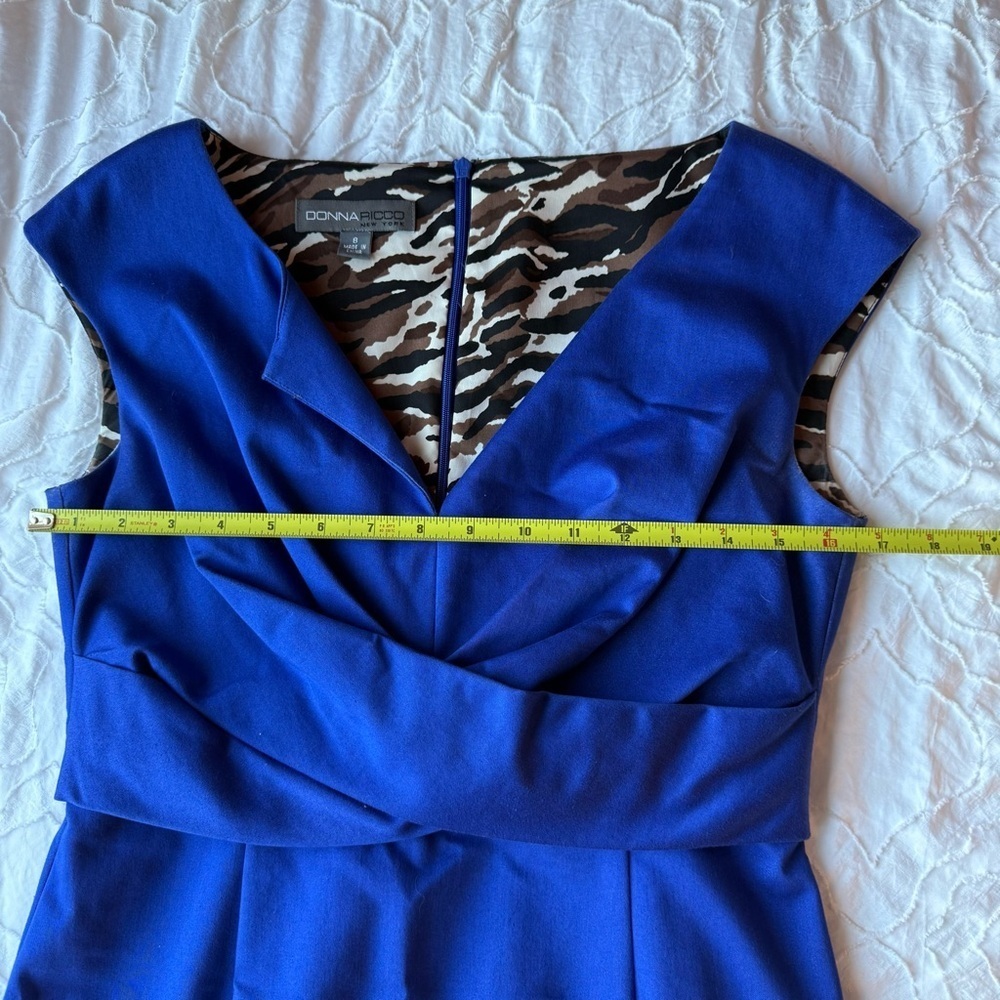 Donna Ricco Royal Blue Midi Dress Formal Wedding Guest Dress - Picture 4 of 9